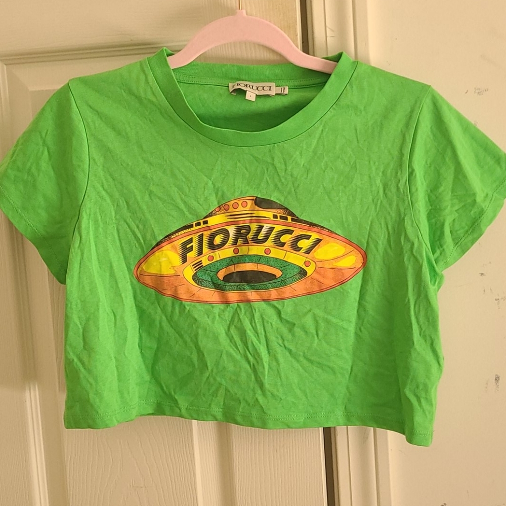 Fiorucci green UFO crop t shirt L NWOT